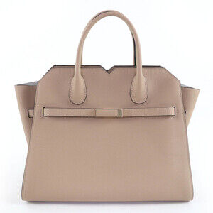 Valextra Milano Bag, Medium, Soft Calfskin, Sahara (Greige), Handbag, Light G...